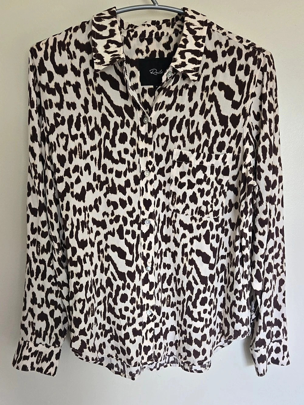 Rails Josephine Jaguar Animal Print Button Down S Brown Long Sleeve Office Layer